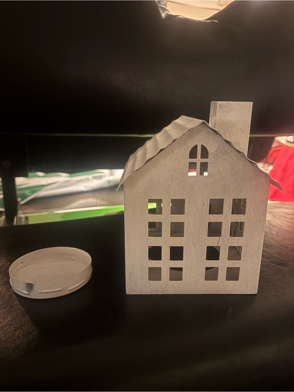 White Decorative Metal House Tealight Holder